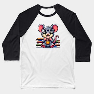 Funny Book Lover Rat Mouse Baseball T-Shirt